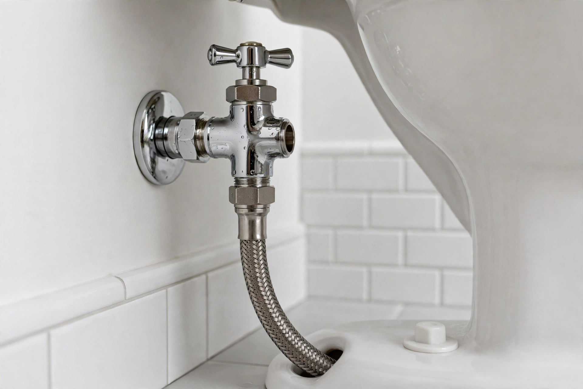 Toilet shut-off valve and braided supply line